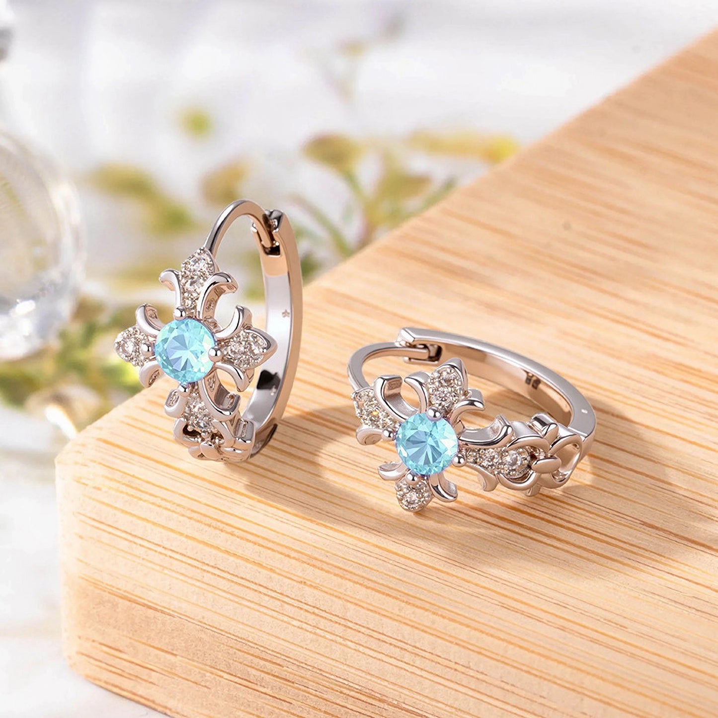 Dainty Cz Cross Hoop Earring, Cartilage Piercing Huggie Hoop (Single)