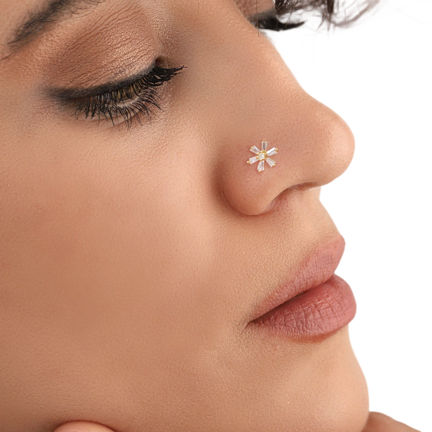 20G CZ Flower Nose Studs,  L-Shaped Nose Rings