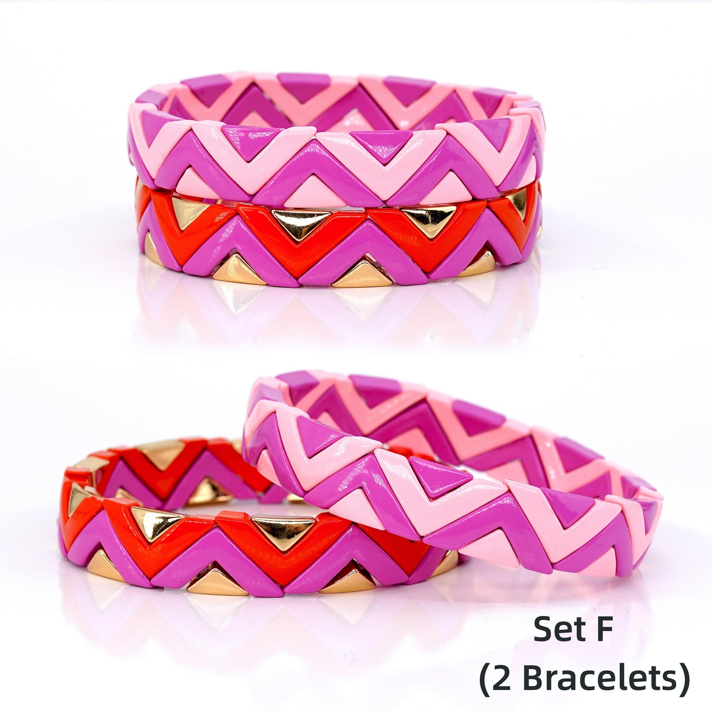 Rainbow Wave Enamel Bead Bracelet for Summer