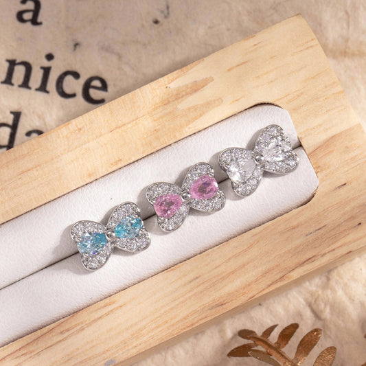 Bow-knot CZ Stud Earrings, 20G Helix Cartilage Piercing