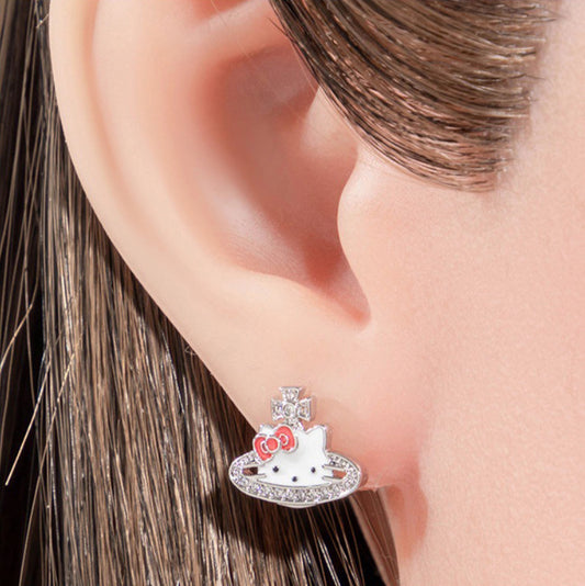 Bow-knot Saturn Kitten Screw Back Studs, 20G Cartilage Piercings