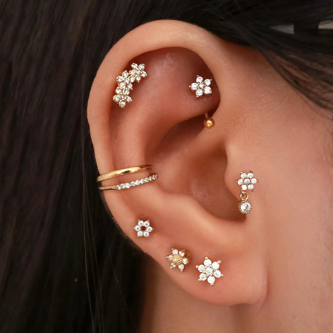 16G CZ Rook Piercing Curved Barbell Rook Earring