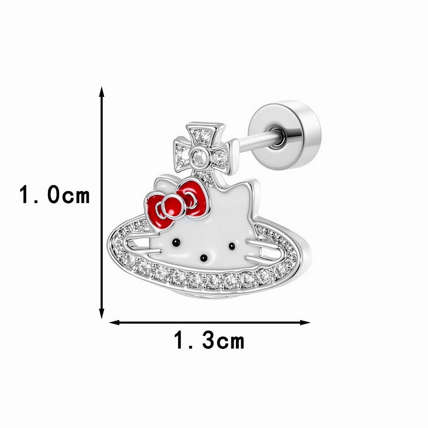 Bow-knot Saturn Kitten Screw Back Studs, 20G Cartilage Piercings