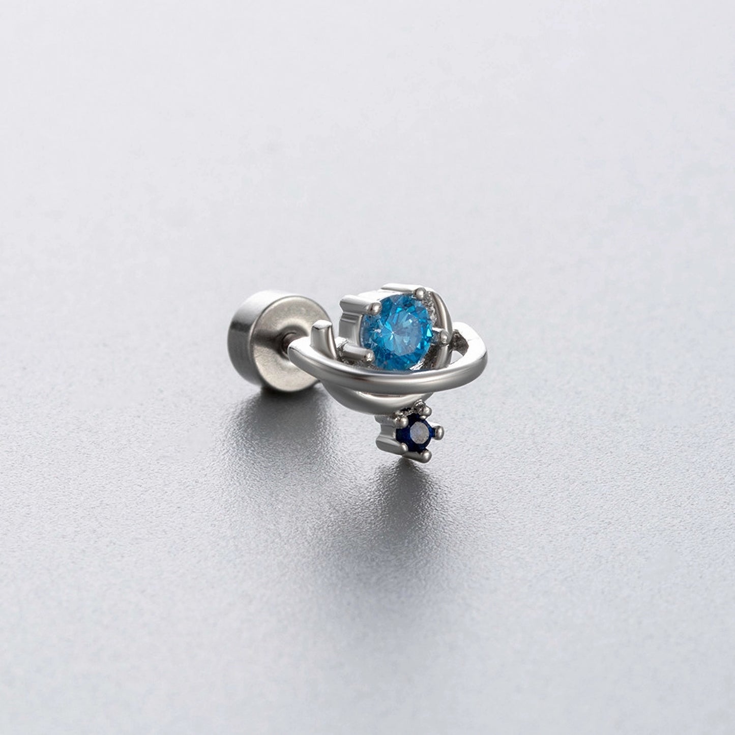 Dainty Blue Cz Stud Earrings, 20G Cartilage Helxi Tragus Piercings