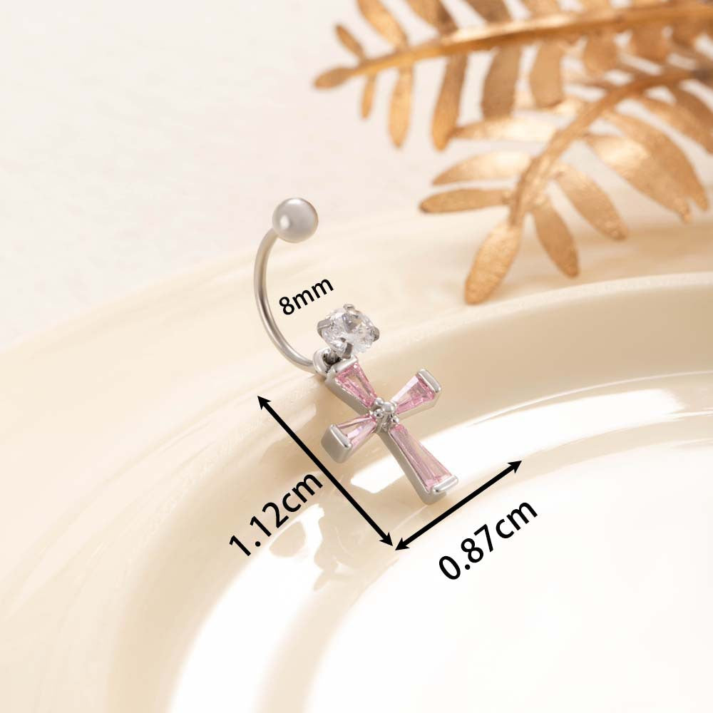 20G Zircon Cross Horseshoe Barbell Earring, Cartilage Piercing Studs