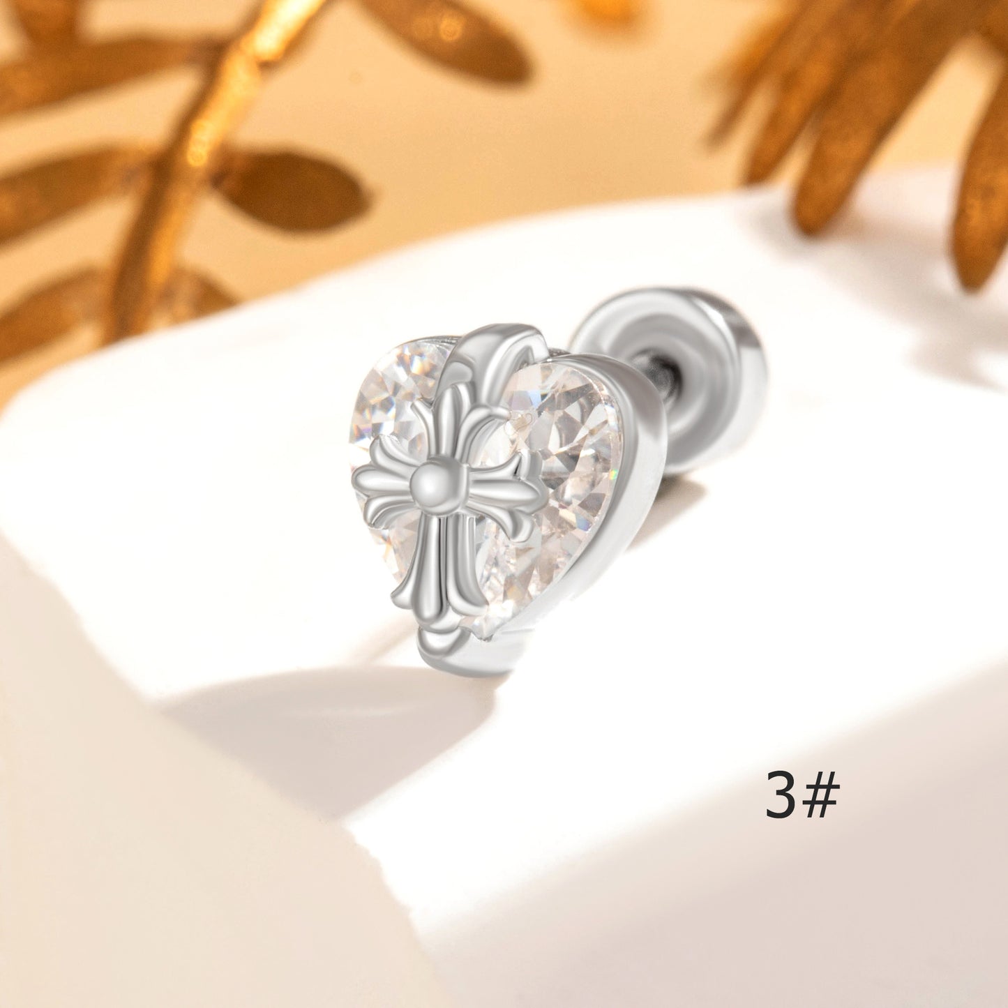 20G Cross Love Cartilage Stud Earrings  Screw Back Piercing