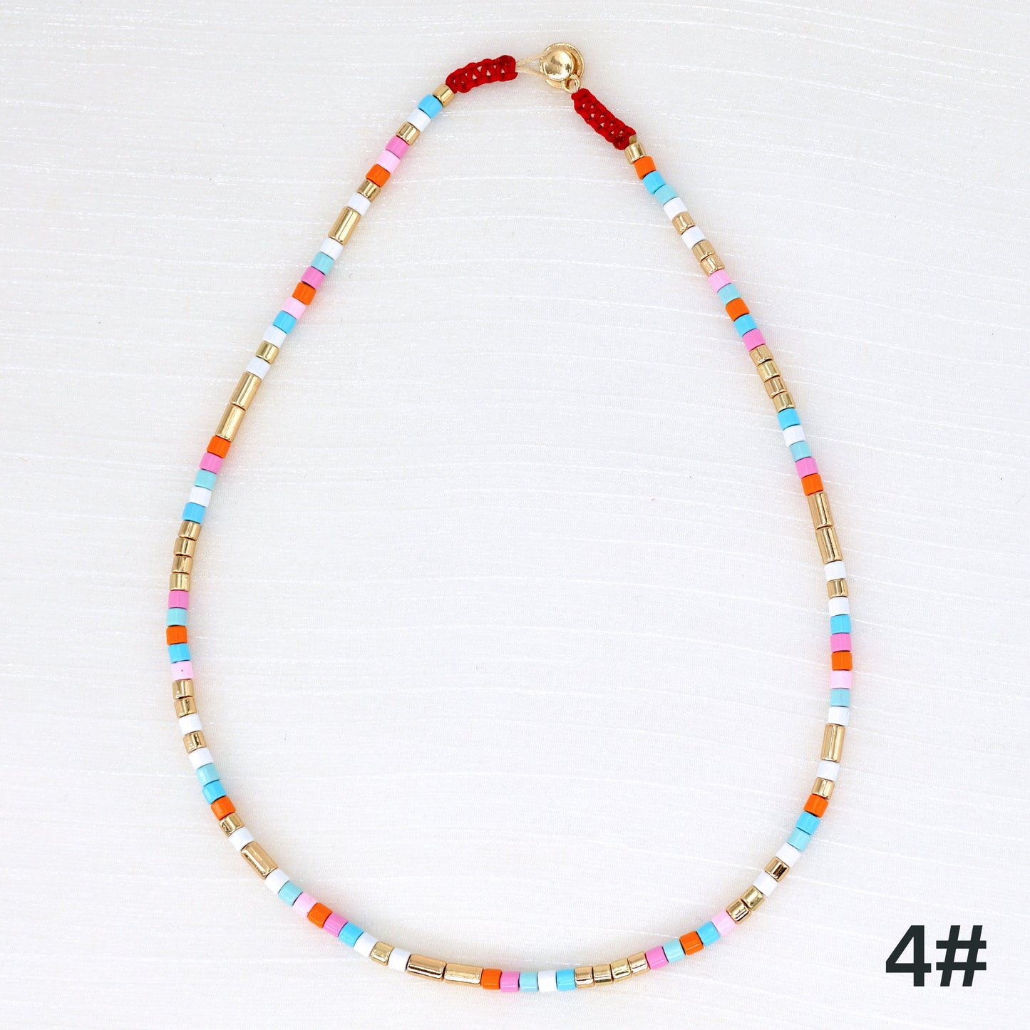 Boho Enamel Tile Bead Necklace for Summer