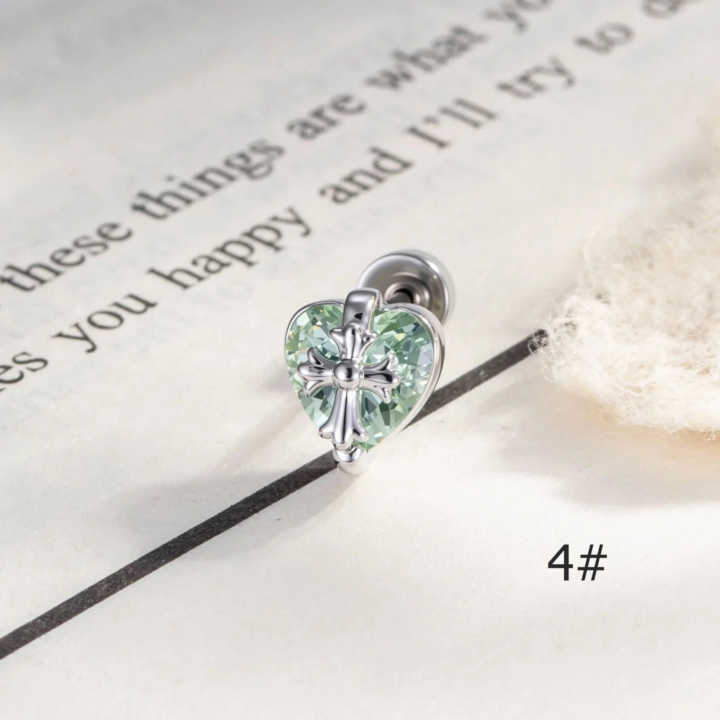 20G Cross Love Cartilage Stud Earrings  Screw Back Piercing
