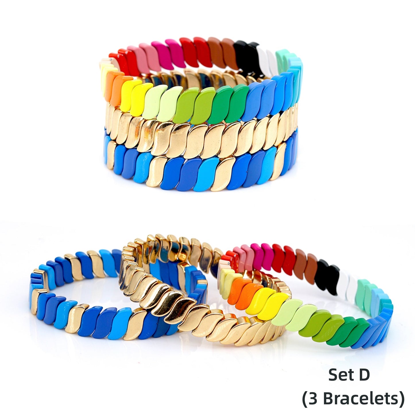 Summer Colorblock Boho Bracelets Enamel Tile Bead