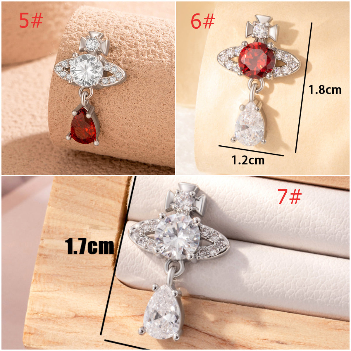 Saturn CZ Stud Earring, 20G Screw Back Helix Piercing