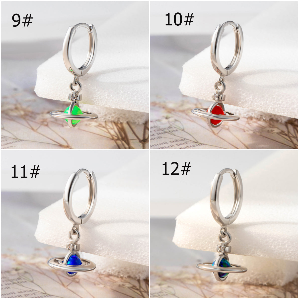 Opal Saturn Dangle Hoop Earring, Sweet Girl Earrings