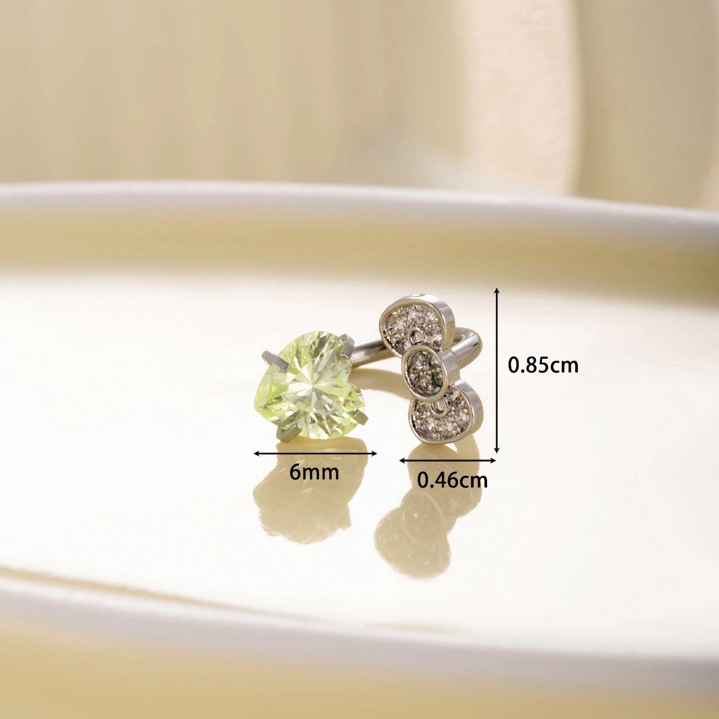 Cz Heart Bow Double End Horseshoe Barbell Earring, Cartilage Piercing Studs