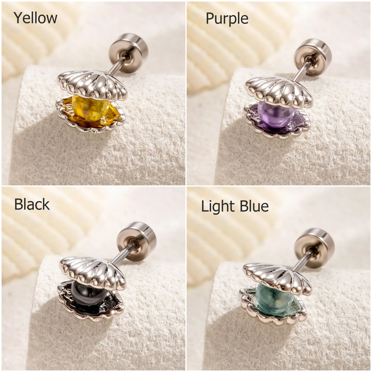 CZ Shell Helix Stud Earrings, 20G Screw Back Piercing Studs