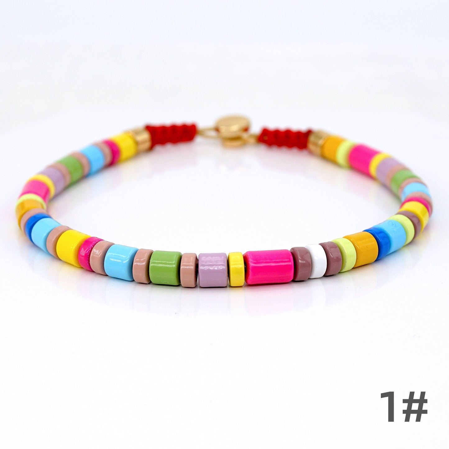 Summer Boho Enamel Tile Bead Bracelets