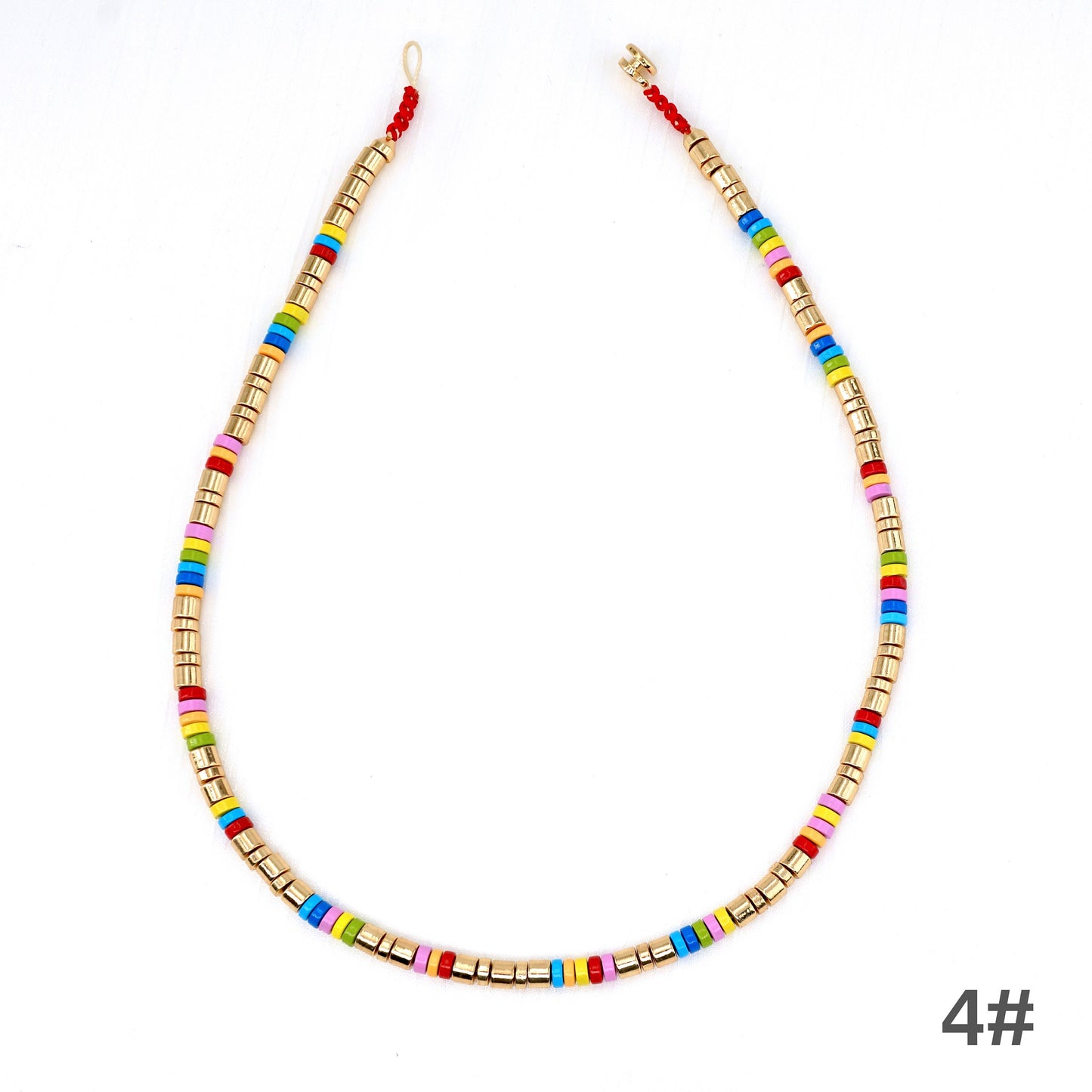 Rainbow Enamel Tile Bead Necklace Boho Style