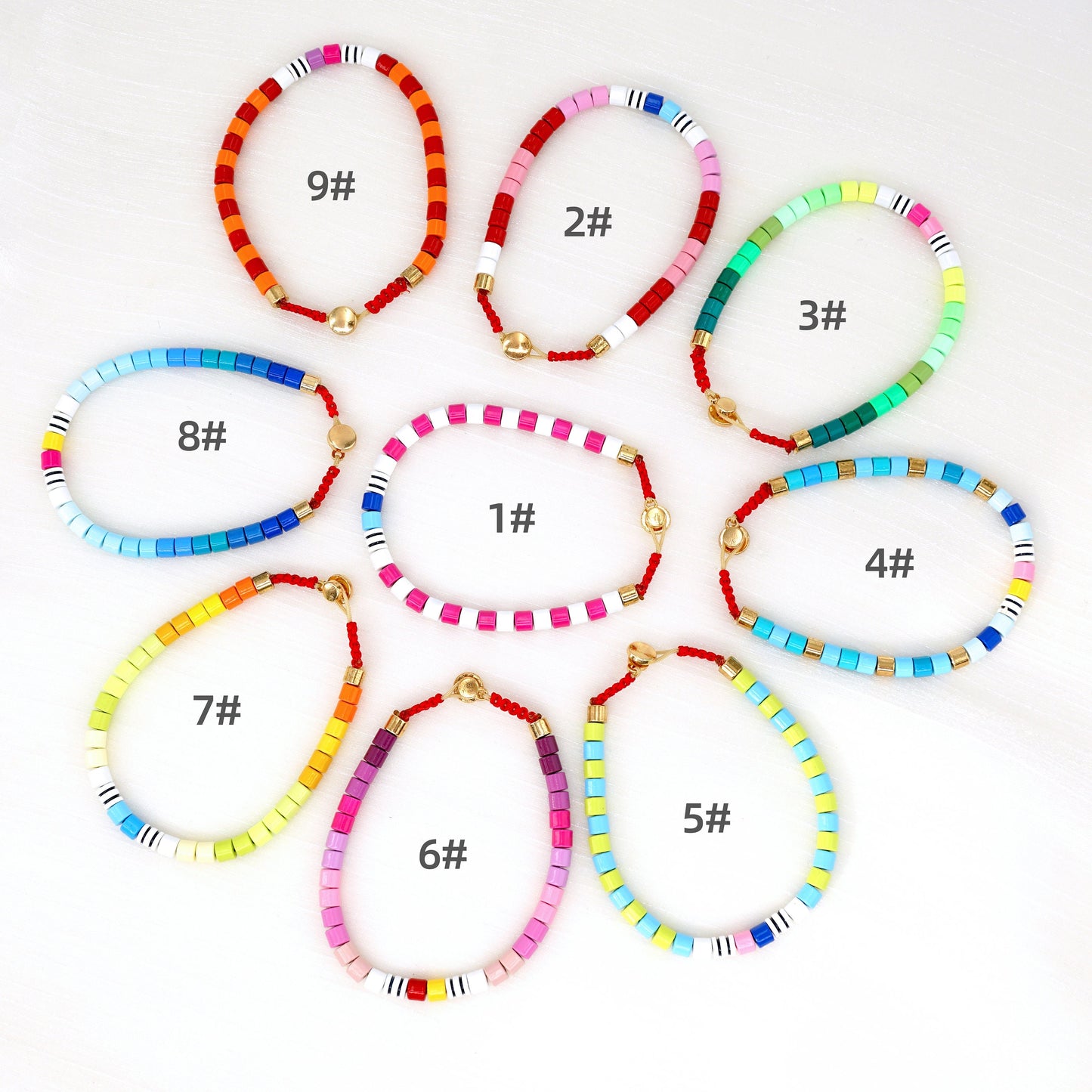 Rainbow Enamel Bracelet for Summer Boho Tile Beads Bracelets