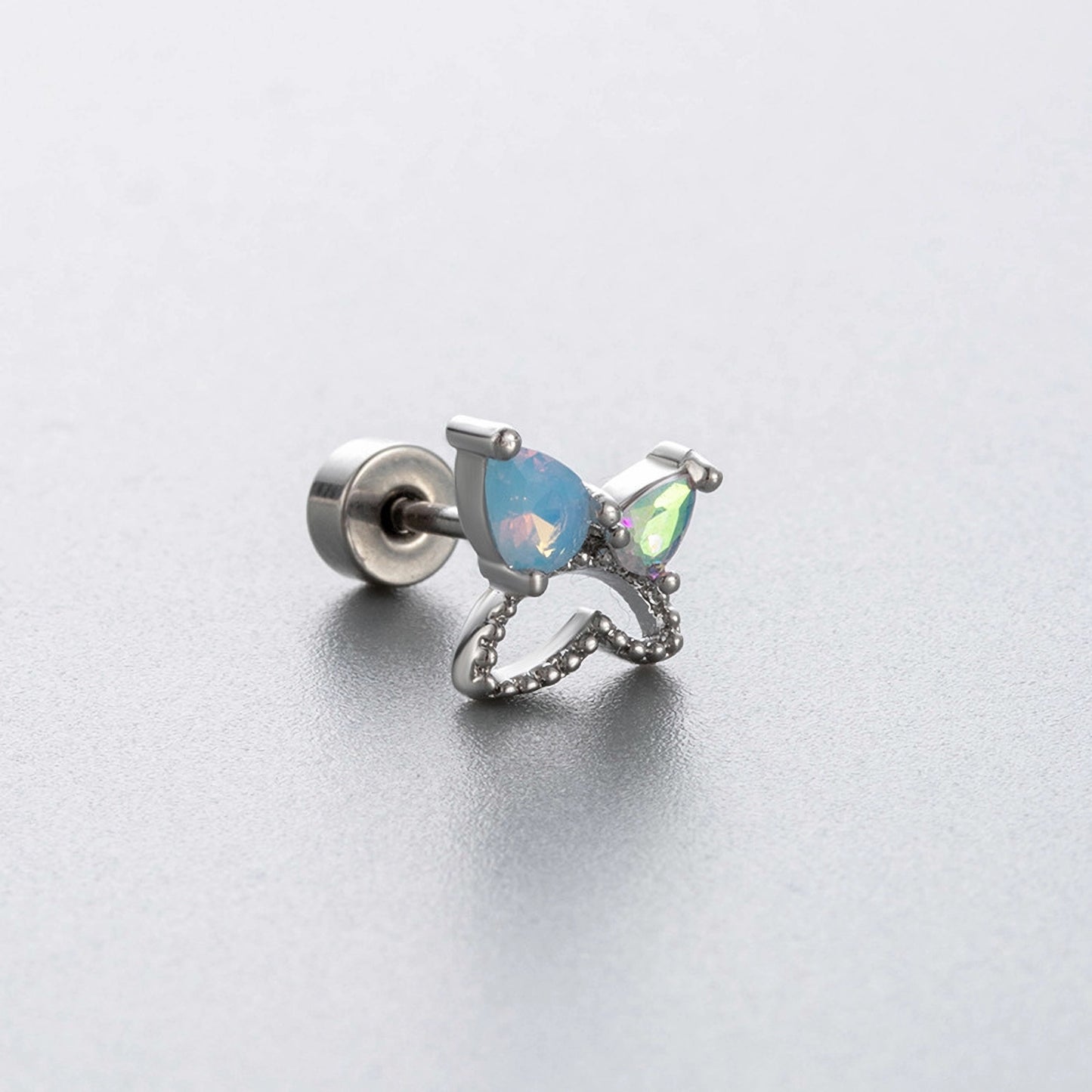 Dainty Blue Cz Stud Earrings, 20G Cartilage Helxi Tragus Piercings