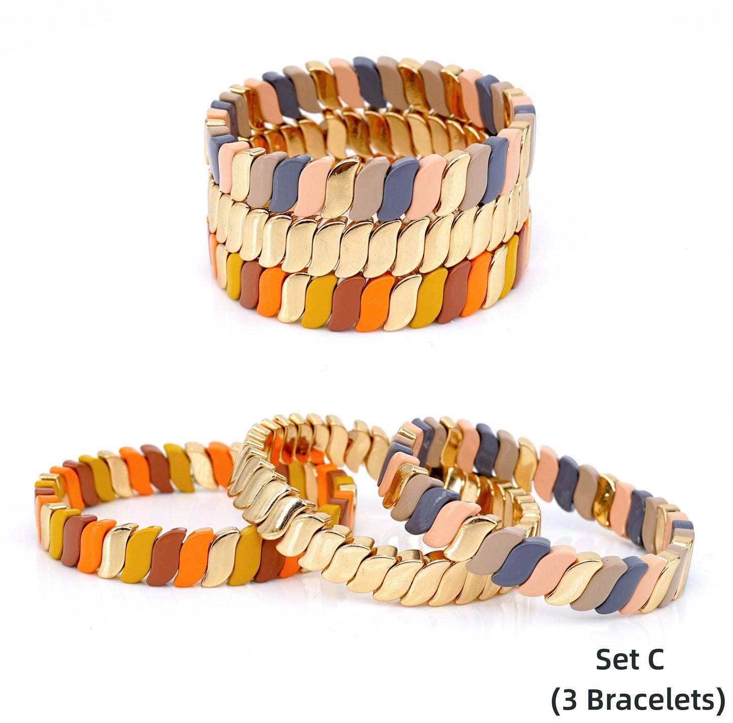 Summer Colorblock Boho Bracelets Enamel Tile Bead