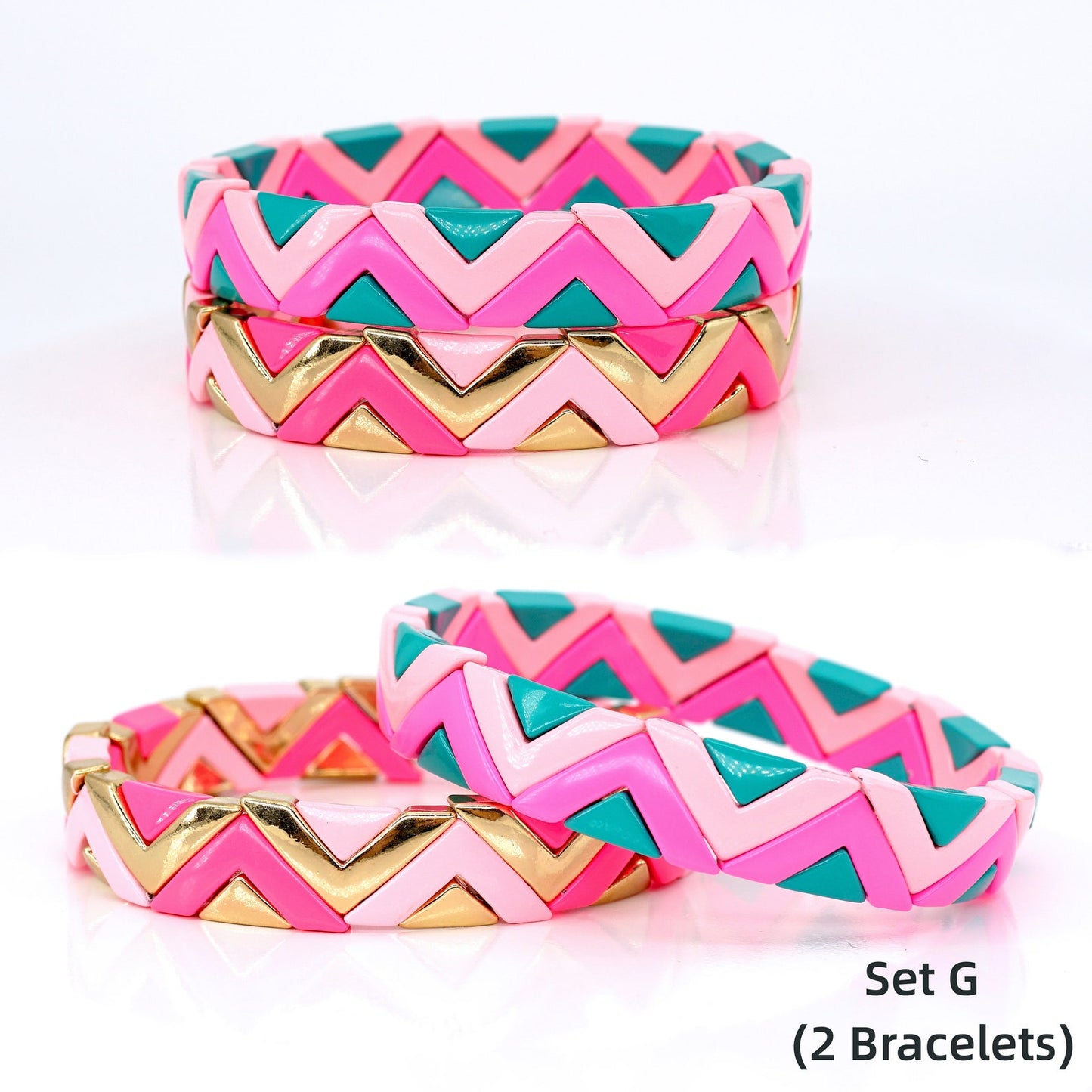 Rainbow Wave Enamel Bead Bracelet for Summer