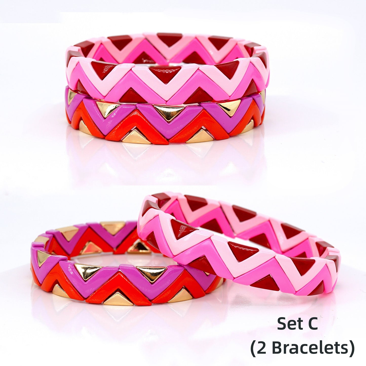 Rainbow Wave Enamel Bead Bracelet for Summer