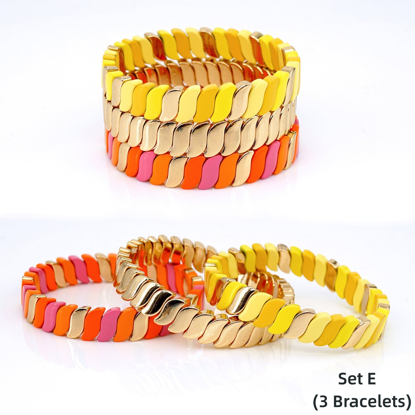 Summer Colorblock Boho Bracelets Enamel Tile Bead