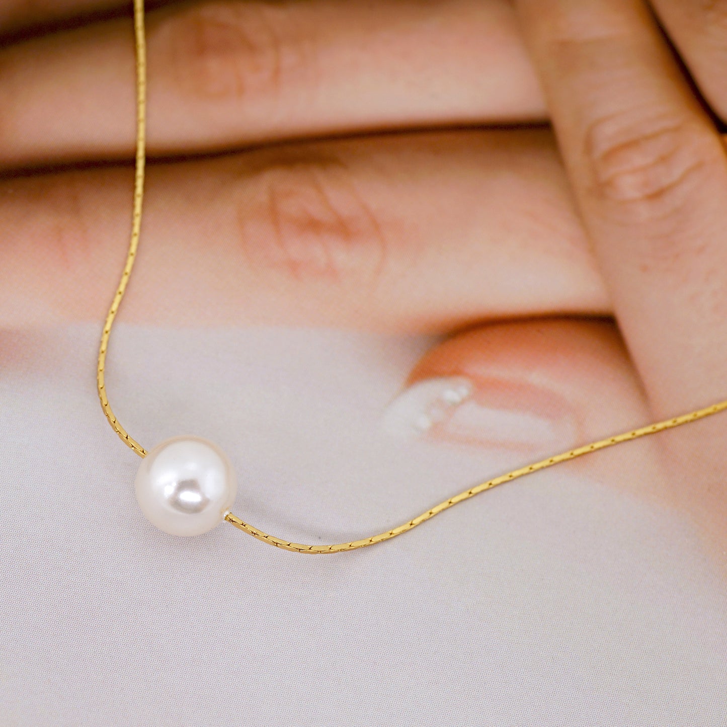 Single Floating Pearl Necklace Bridesmaid Gift