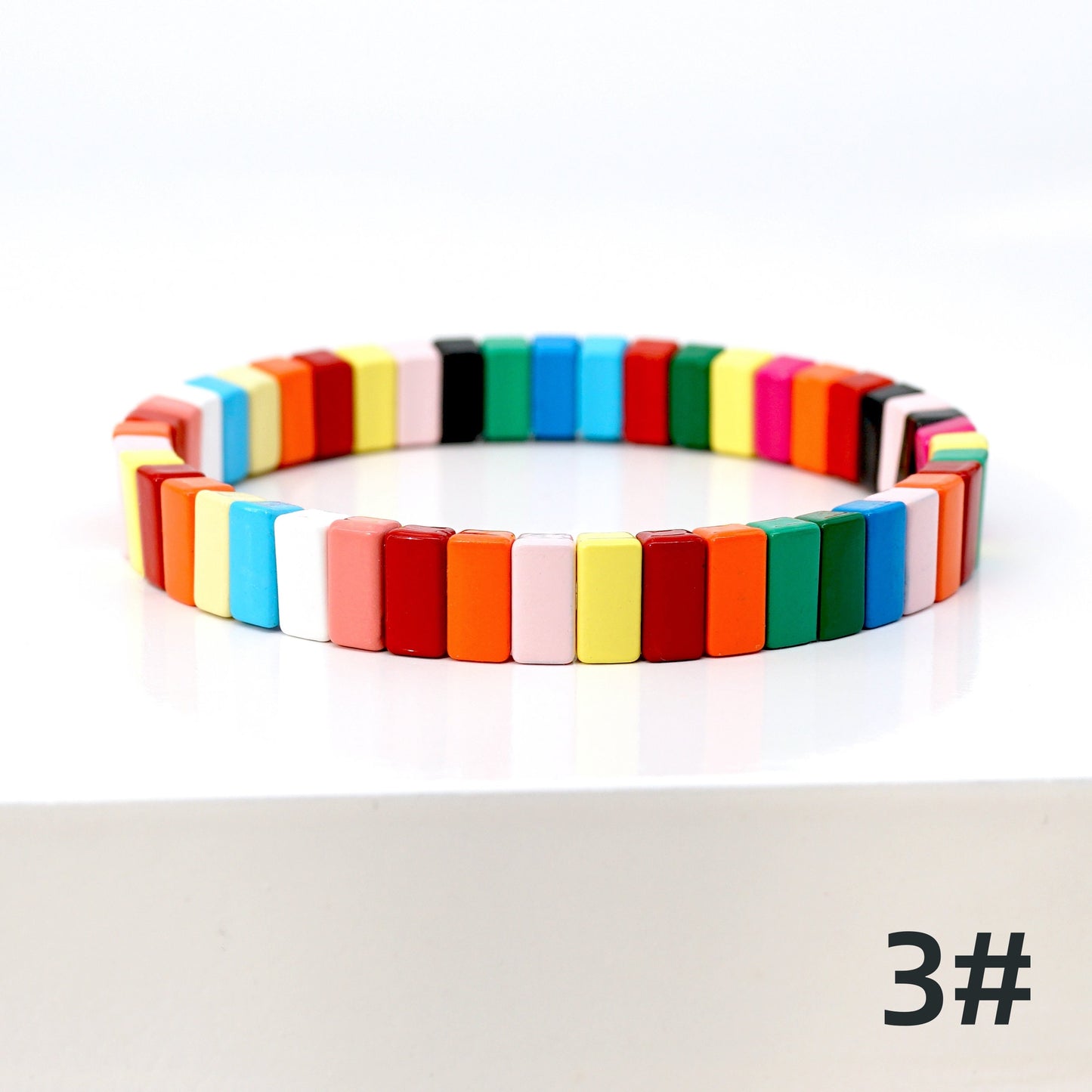 Summer Rainbow Colorblock Enamel Tile Bead Bracelets