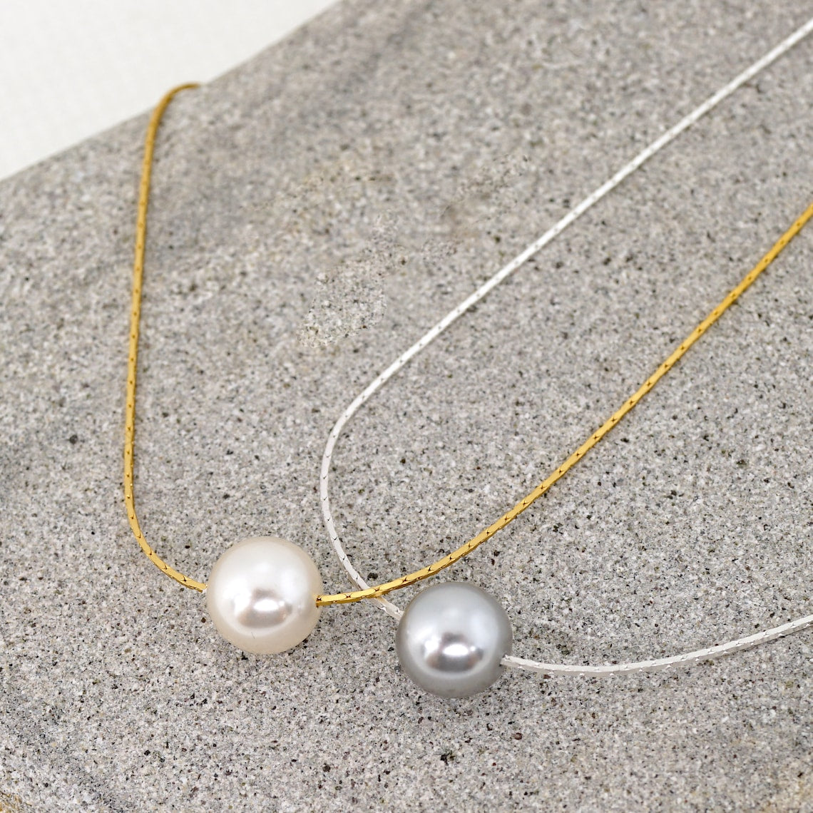 Single Floating Pearl Necklace Bridesmaid Gift