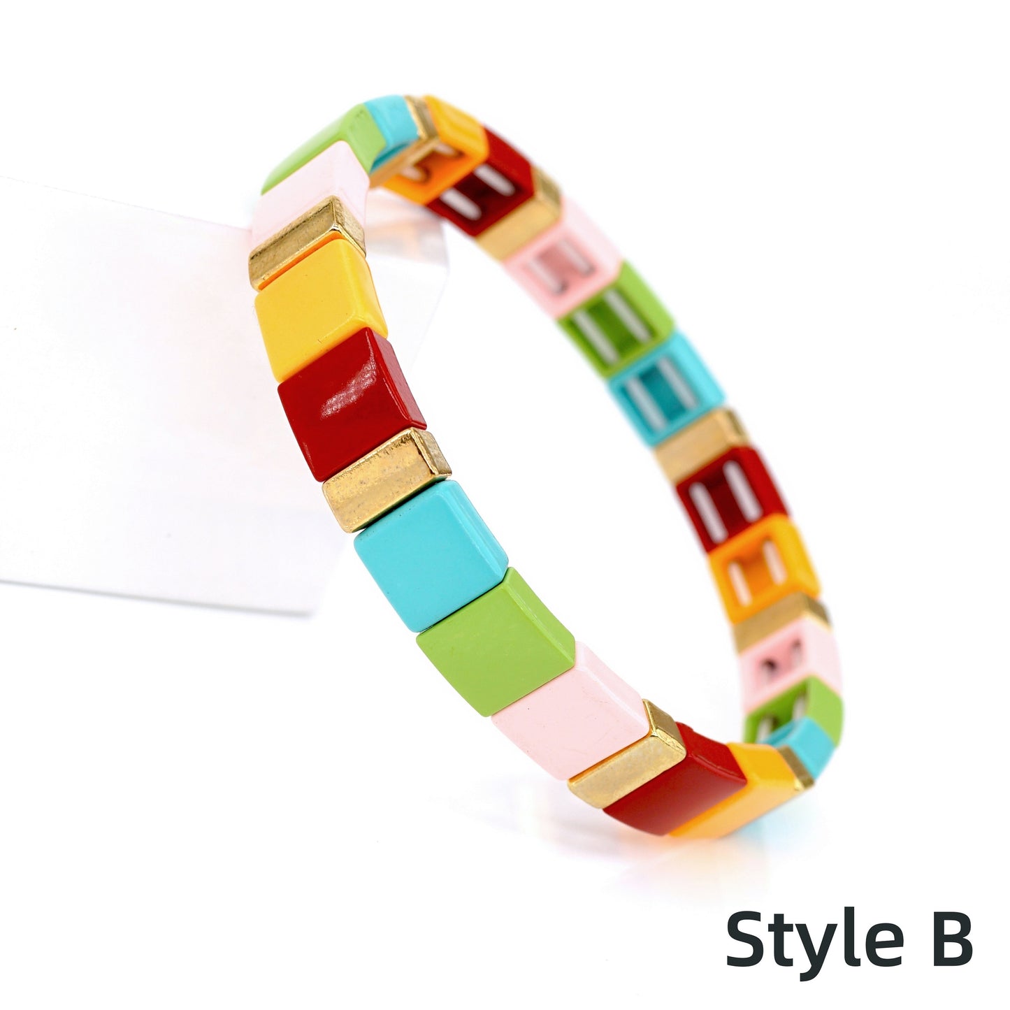 Summer Enamel Tile Beads Bracelets, Boho Bracelets