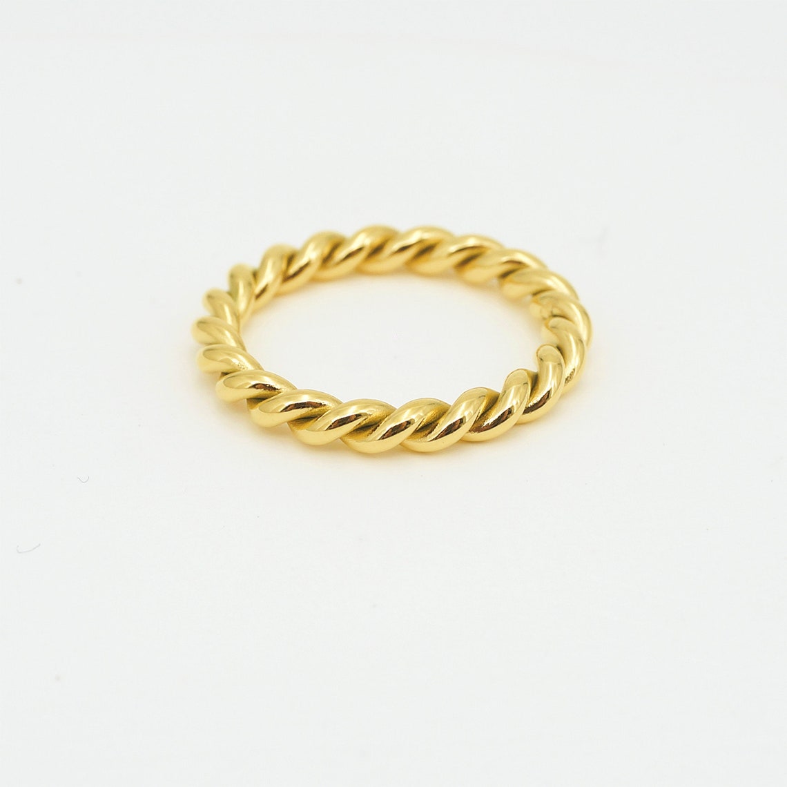 Gold Twisted Rope Ring, Eternity Ring, Stacking Ring