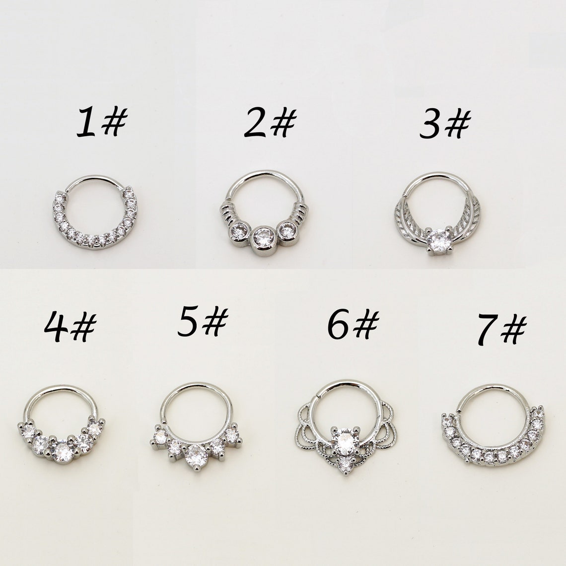 20G CZ Nose Septum Ring/Daith Ring