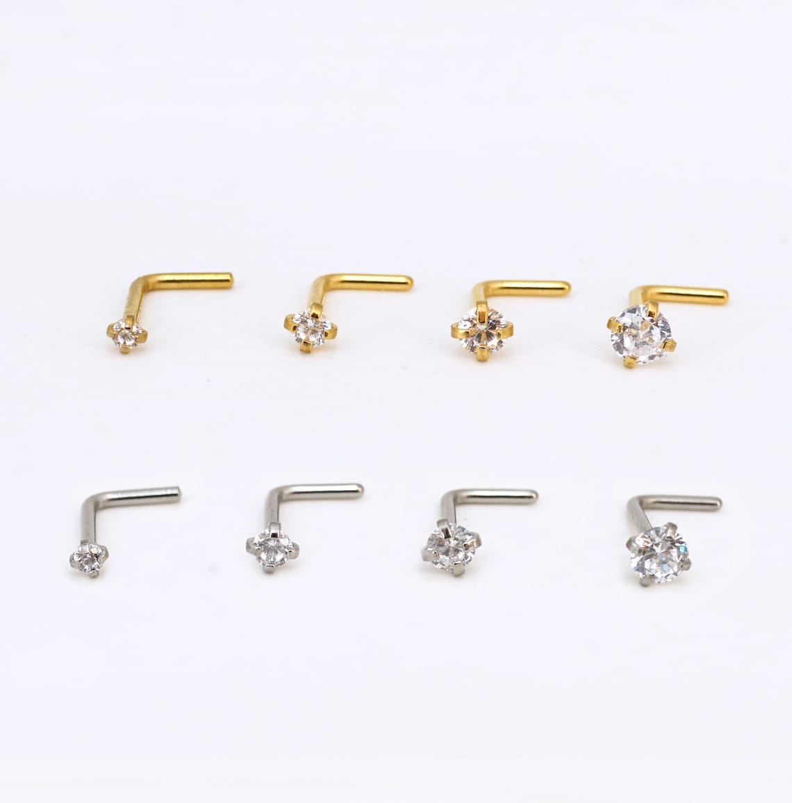 Tiny Diamond Nose Stud, 1.5mm/2mm/2.5mm/3mm CZ Nose Ring