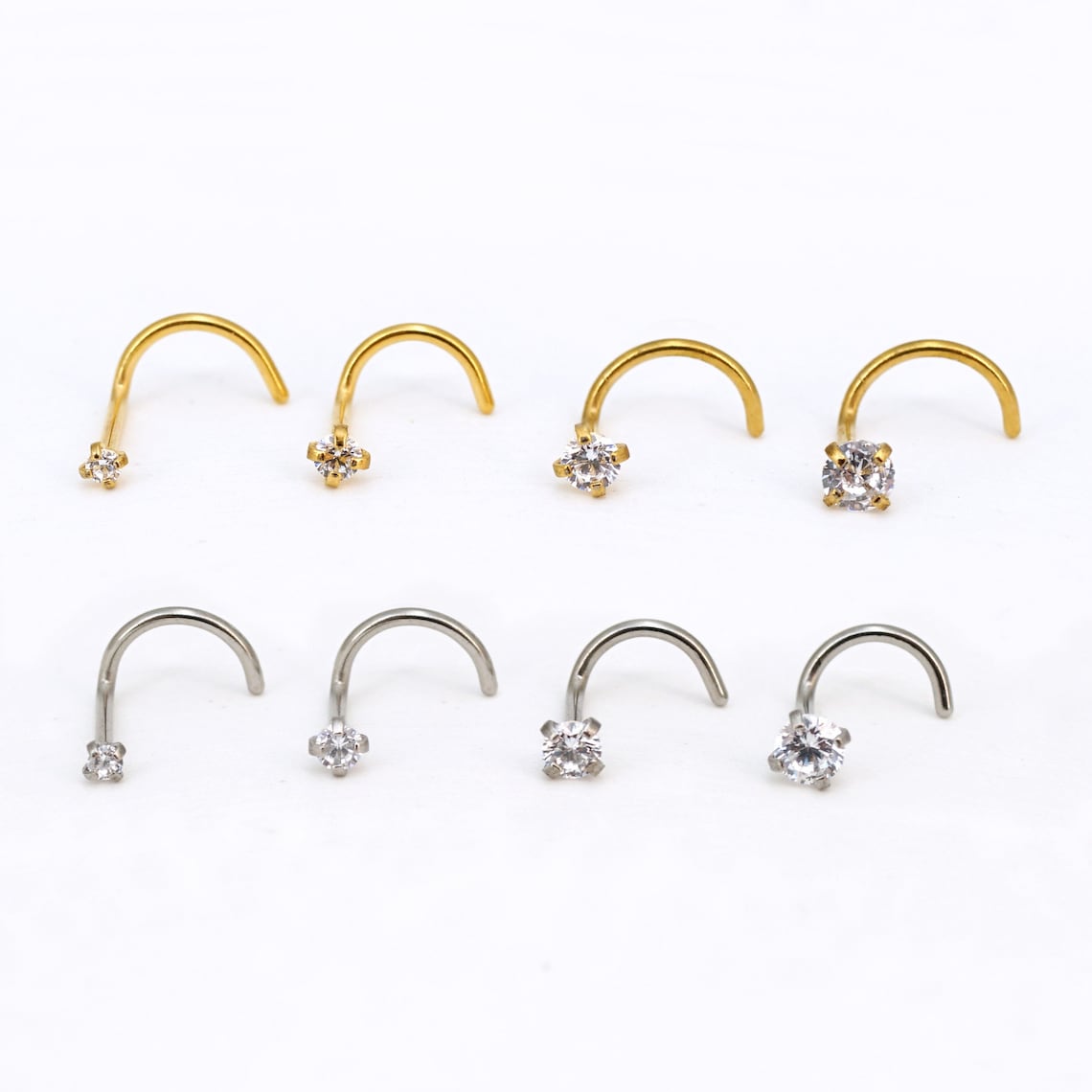 Tiny Diamond Nose Stud, 1.5mm/2mm/2.5mm/3mm CZ Nose Ring