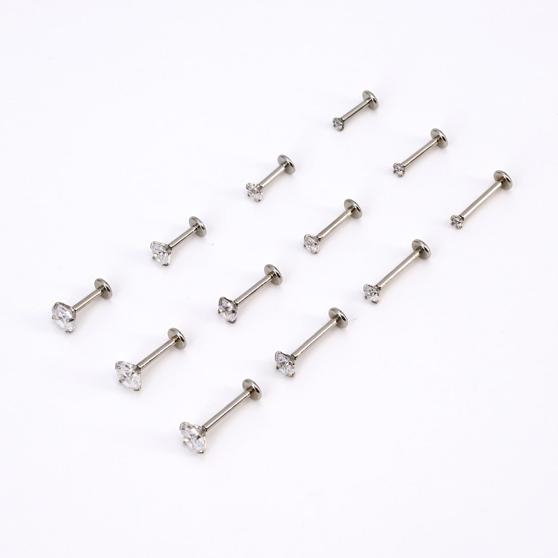 16G CZ Internal Thread Labret, Flat Back Conch Stud