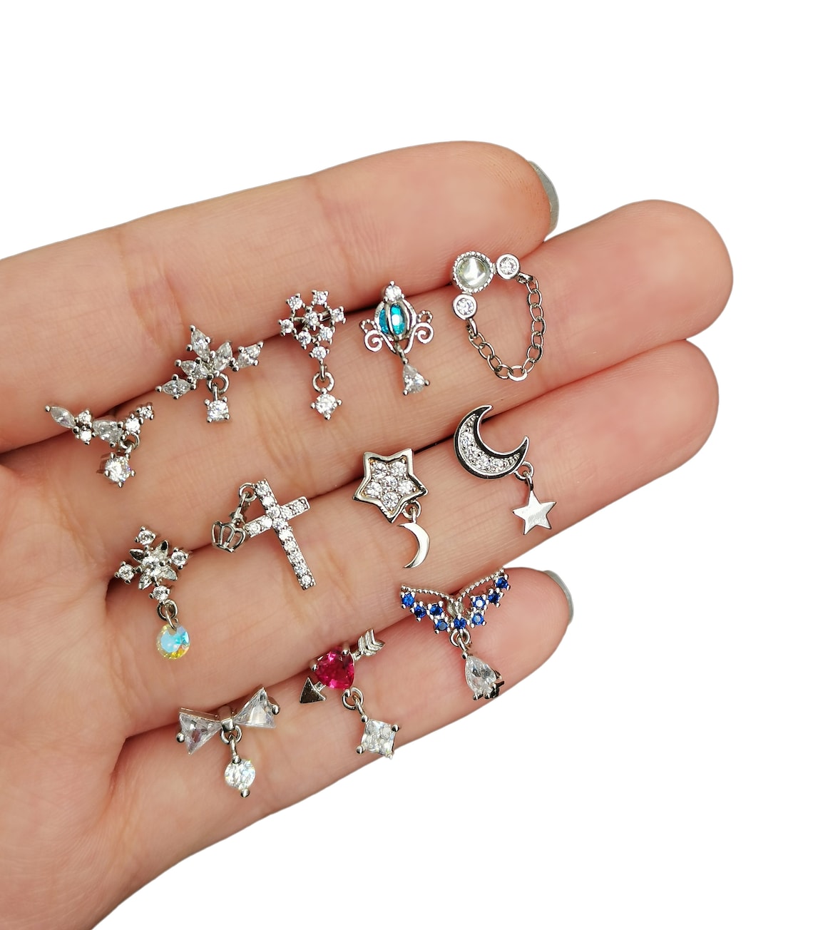 20G Statement Dangling Nose Stud, L-Shaped Nose Piercing Ring