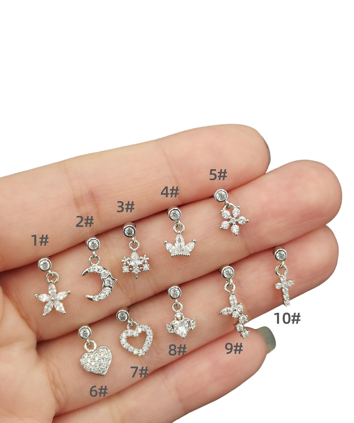 20G Statement CZ Dangling Nose Stud, Ear Piercing