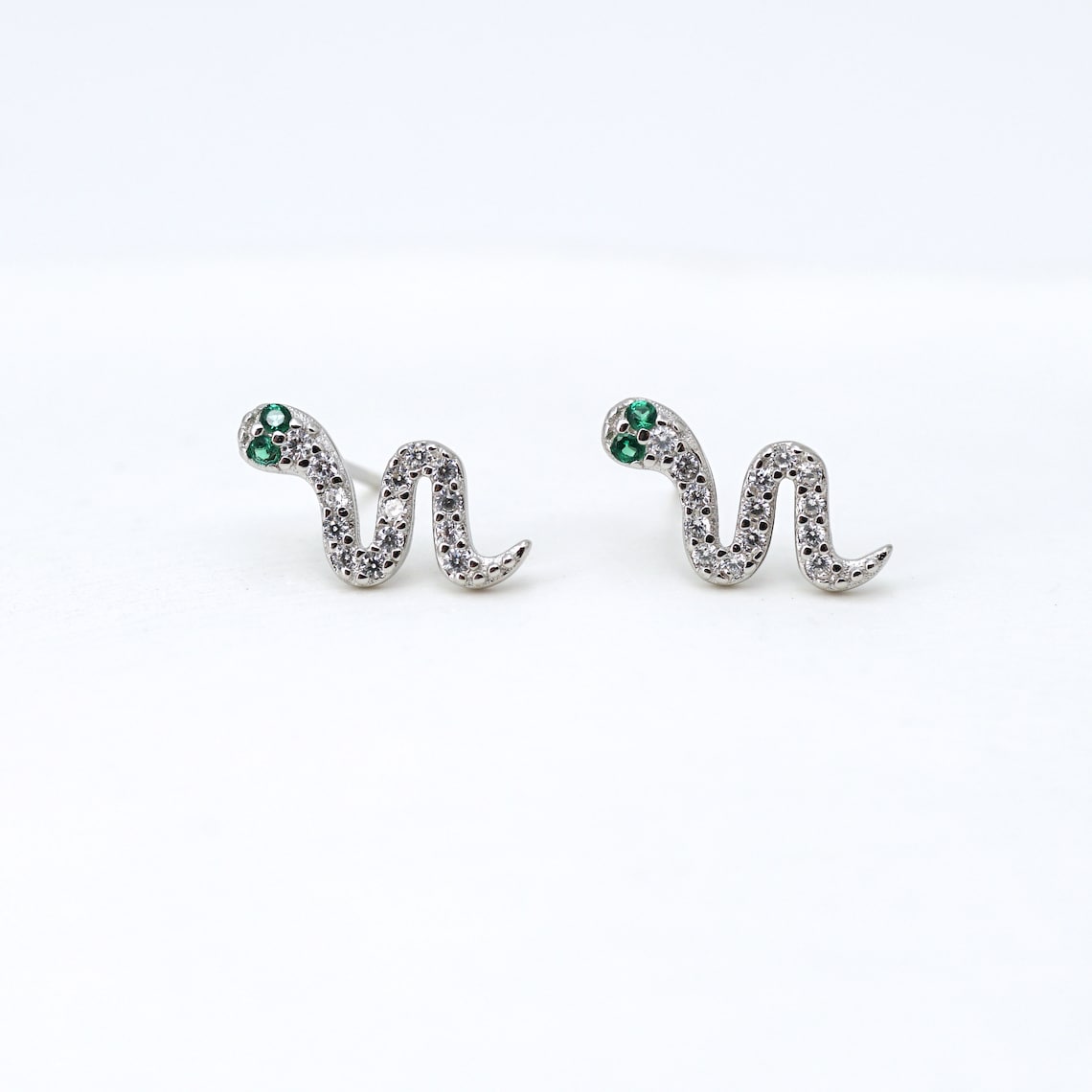 CZ Snake Stud Earrings, Serpent Studs