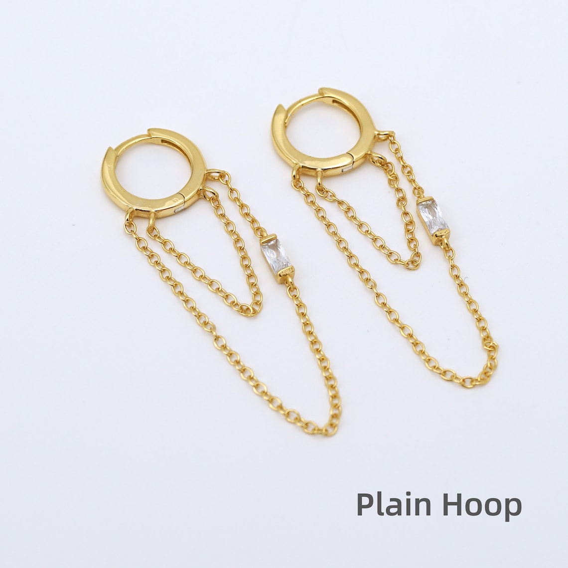 Chain CZ Hoop Earrings