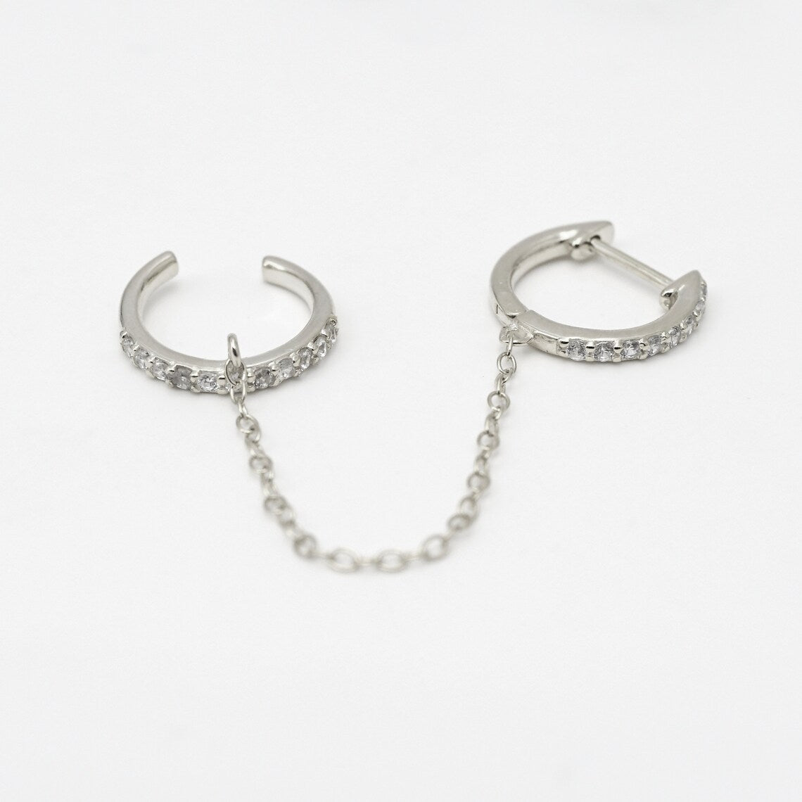 CZ Chain Ear Cuff Hoop Earrings, Chain Cuff Earrings