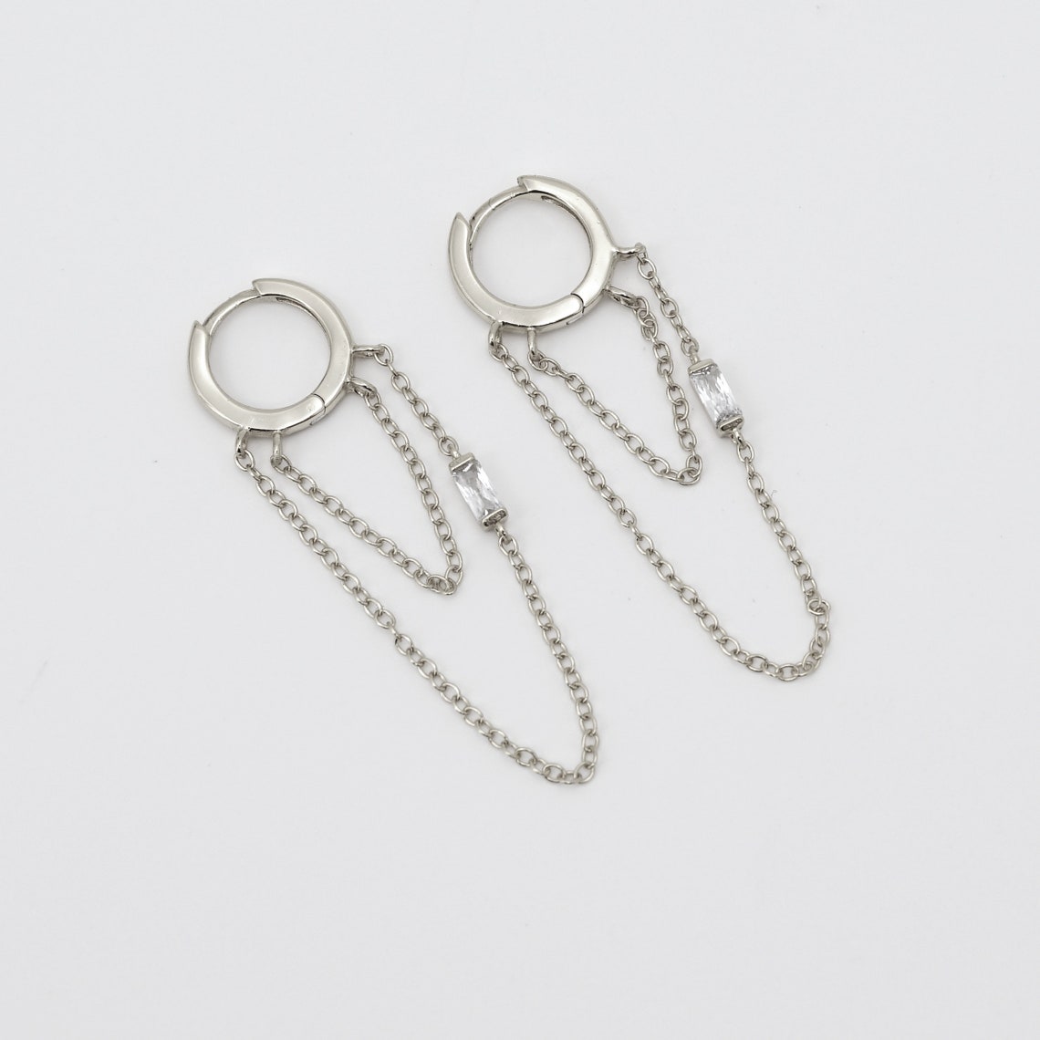 Chain CZ Hoop Earrings