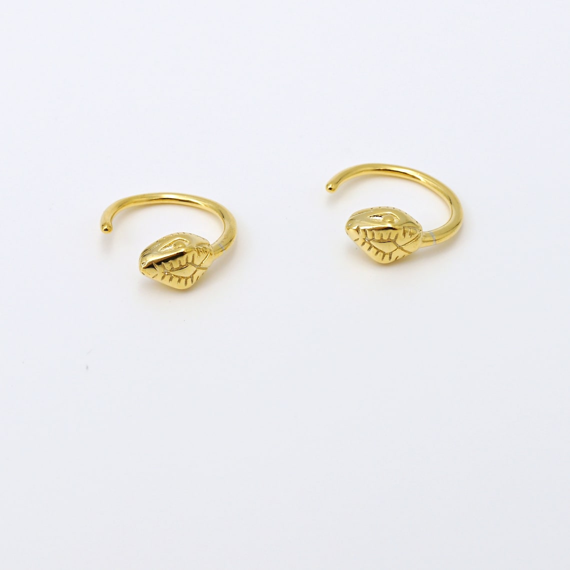 Gold Open Snake Hoop Earrings, Serpent Jewelry