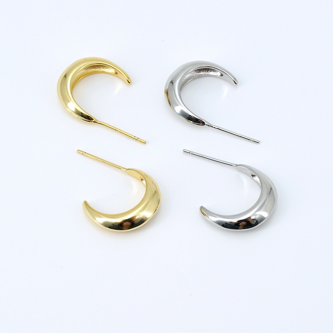 Simple C-shaped Hoop Earrings, Minimalist Hoops