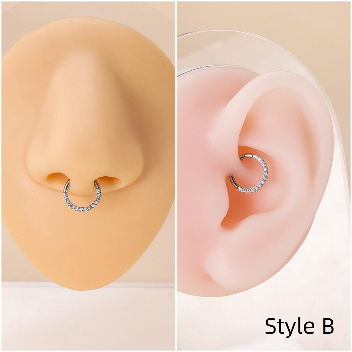 16G CZ Paved Cartilage Hoop, Nose/Ear Piercings