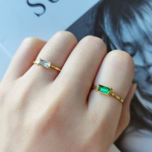 Emerald Baguette Ring, Stacking Ring