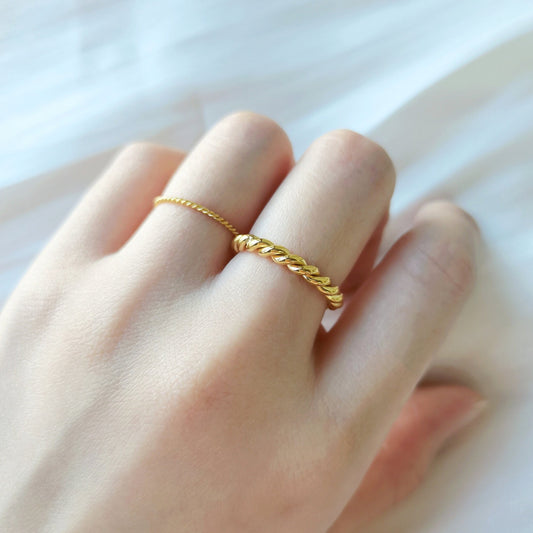 Gold Twisted Rope Ring, Eternity Ring, Stacking Ring