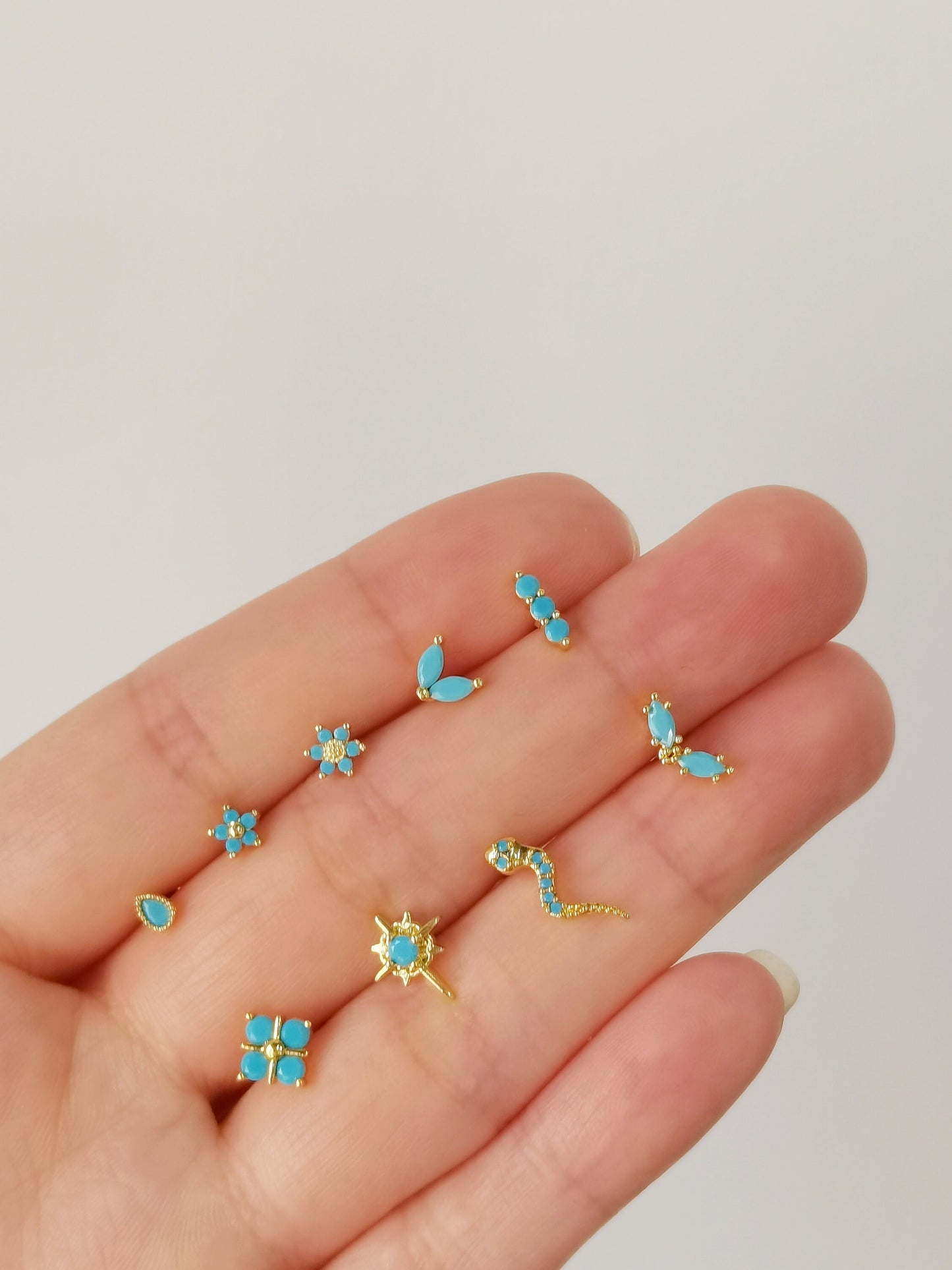 Tiny Turquoise Screw Back Studs,  20G Cartilage Piercings