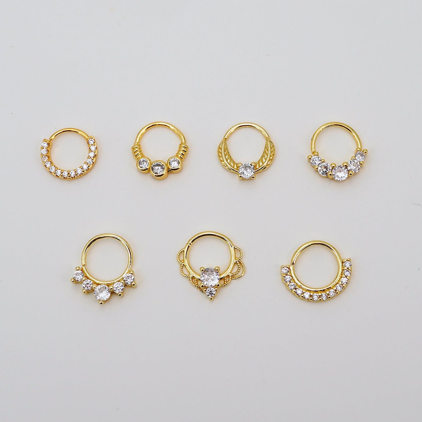 20G CZ Nose Septum Ring/Daith Ring