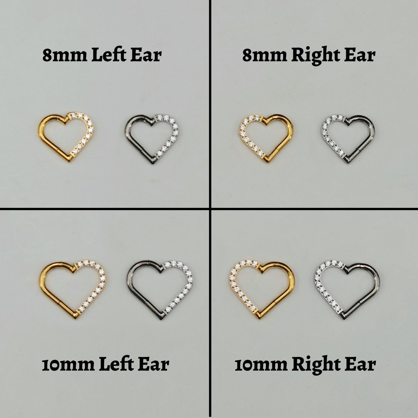 16G CZ Heart Daith Earring, Daith Piercing Hoop