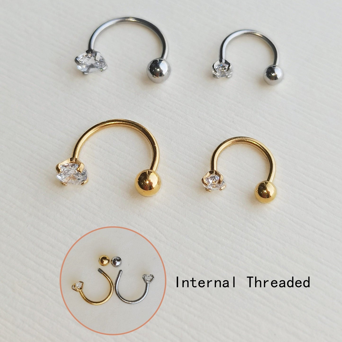 20G Horseshoe Barbell Piercings, Nose Ring