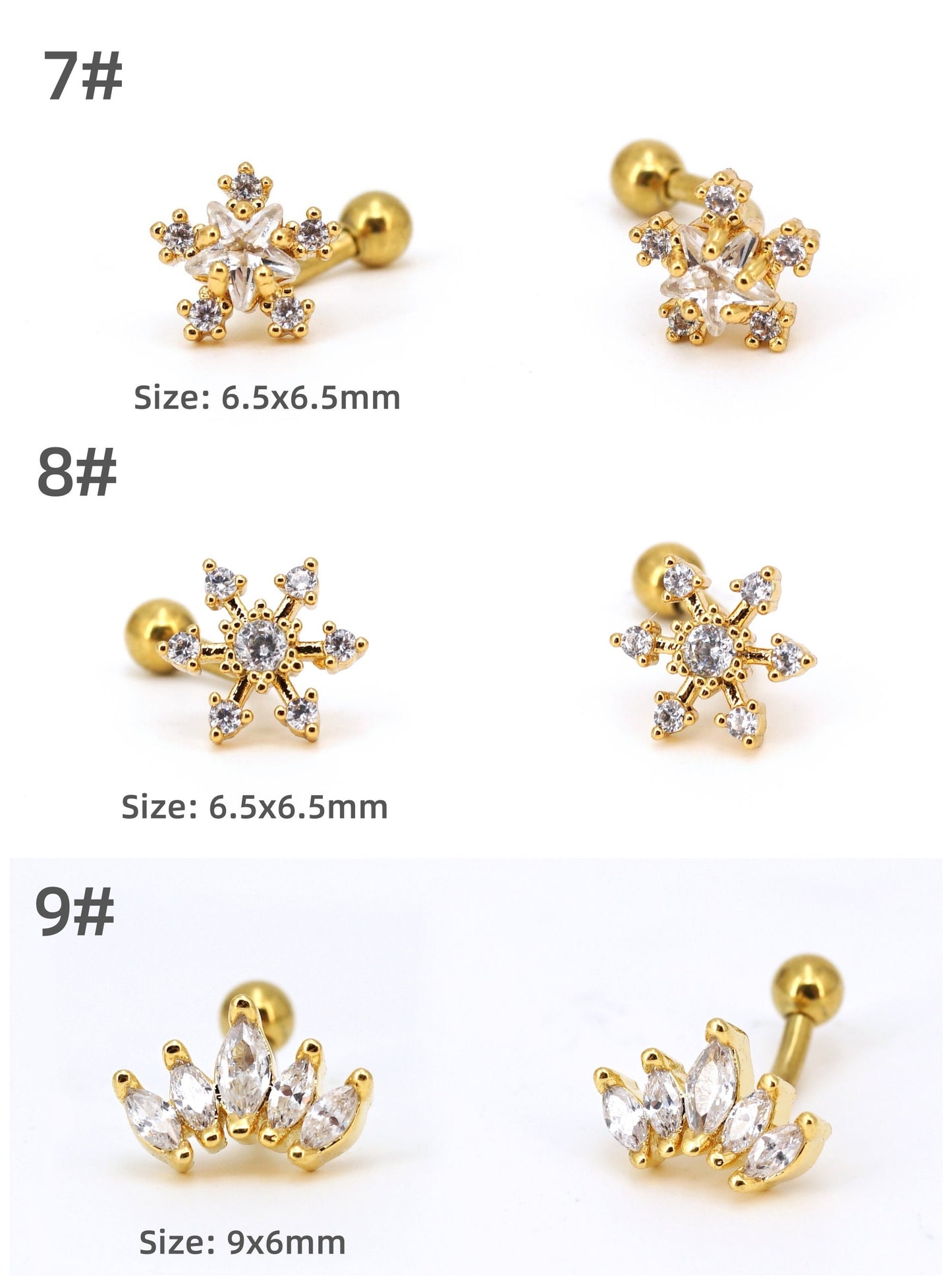 16G CZ Rook Piercing Curved Barbell Rook Earring